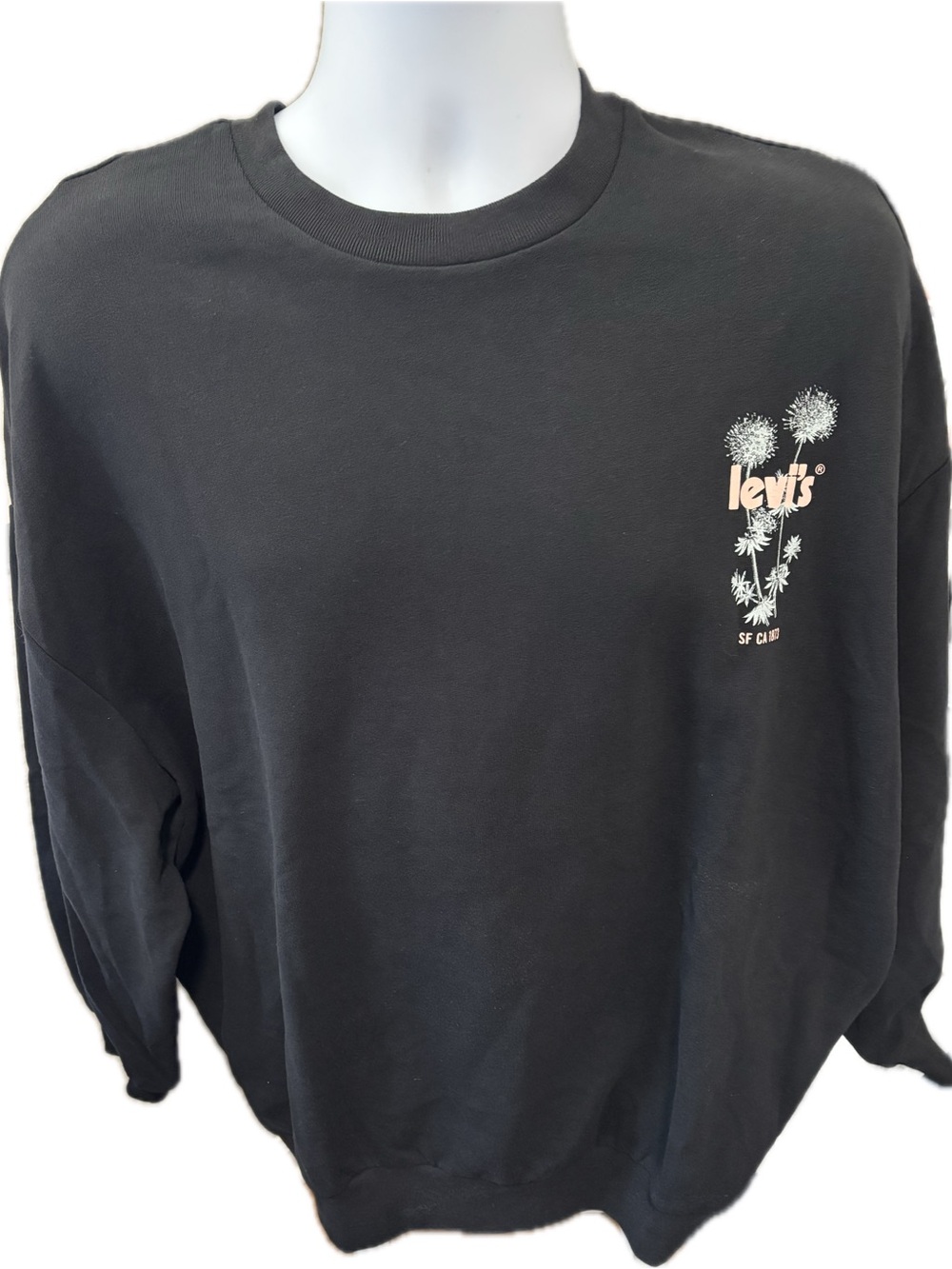 Levi’s Black Botanical Floral Graphic Crewneck Sweatshirt Men’s S NWOT